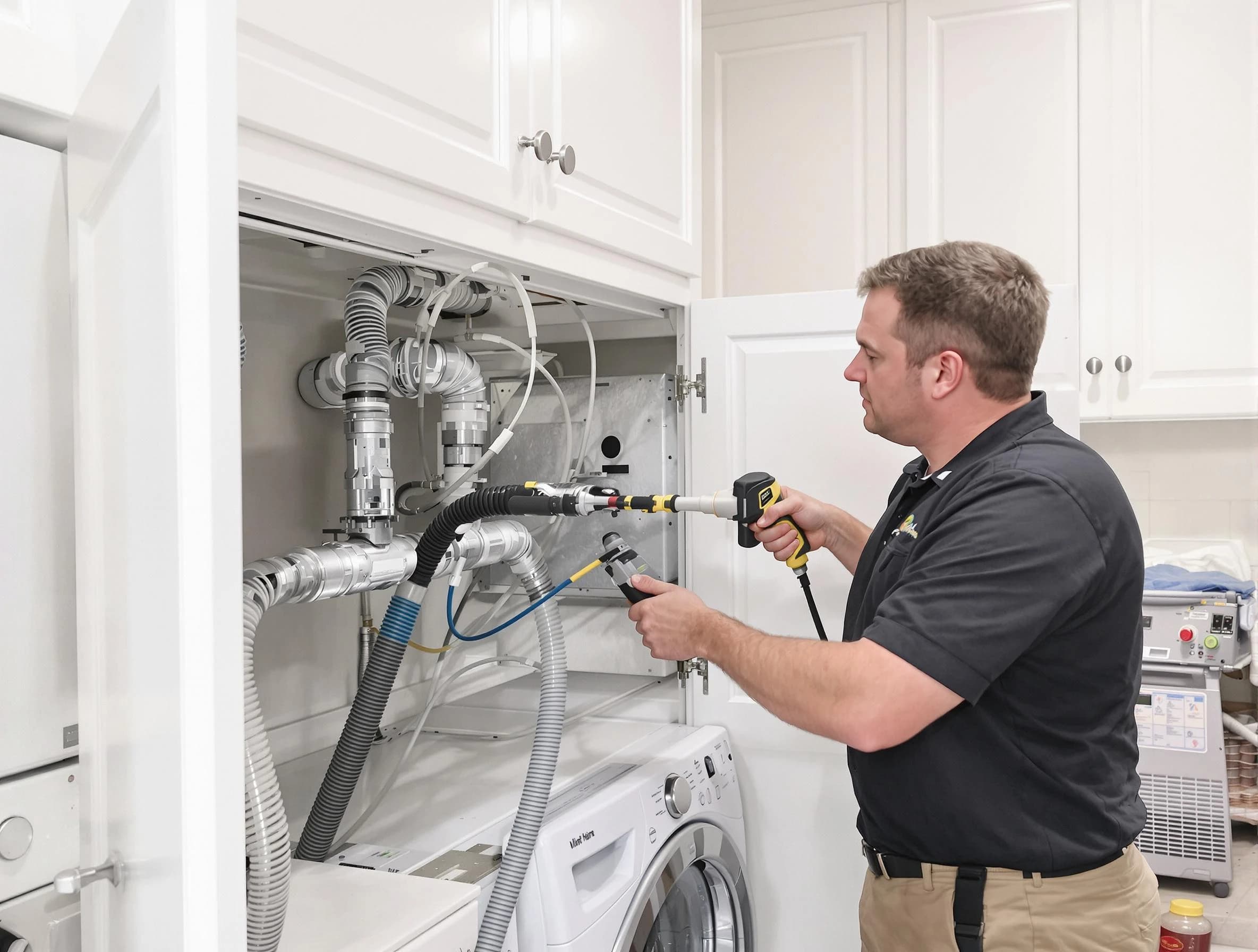 Marshfield Dryer Vent Cleaning professional removing severe blockage from a clogged dryer vent in Marshfield