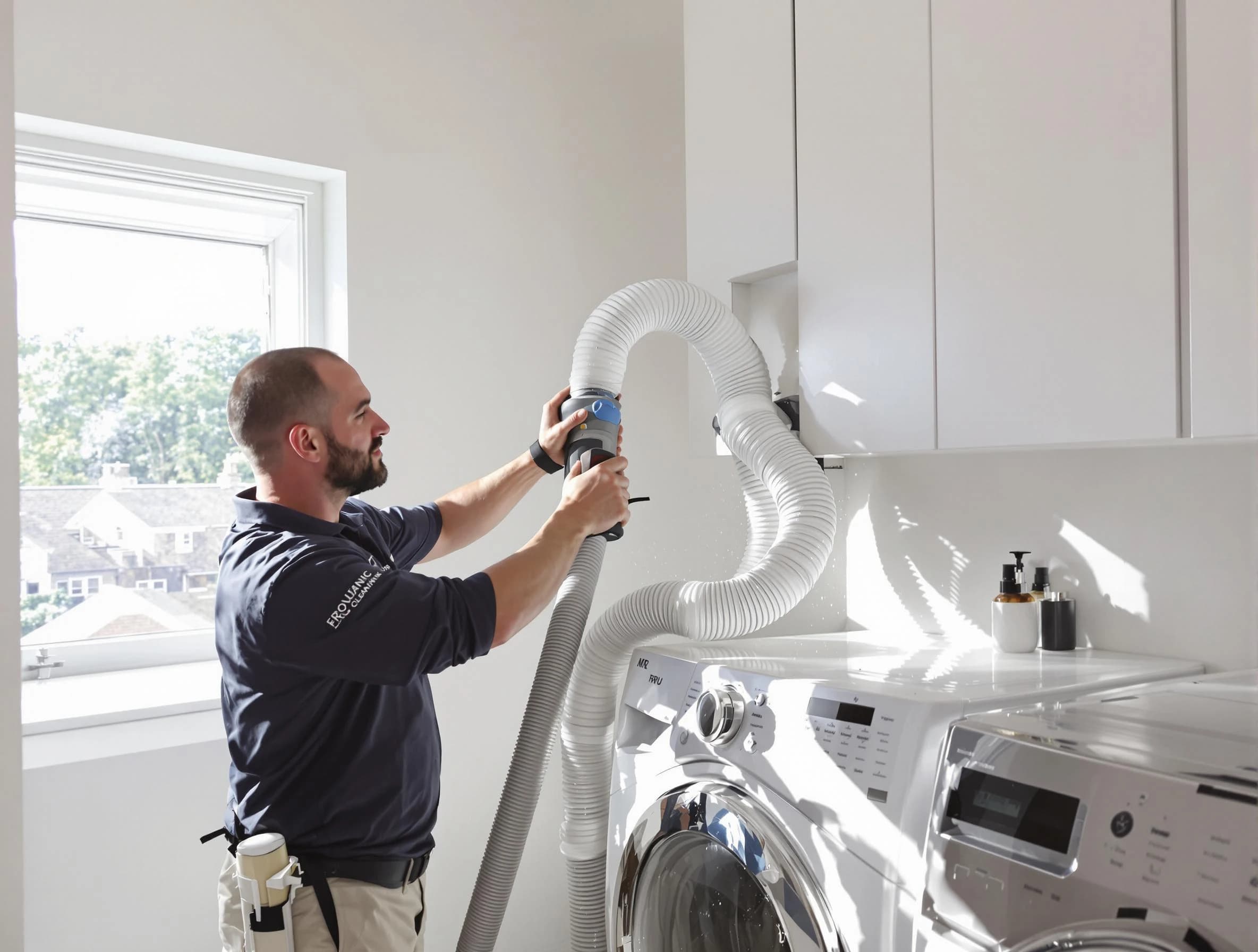 Certified Marshfield Dryer Vent Cleaning technician performing dryer vent cleaning in Marshfield