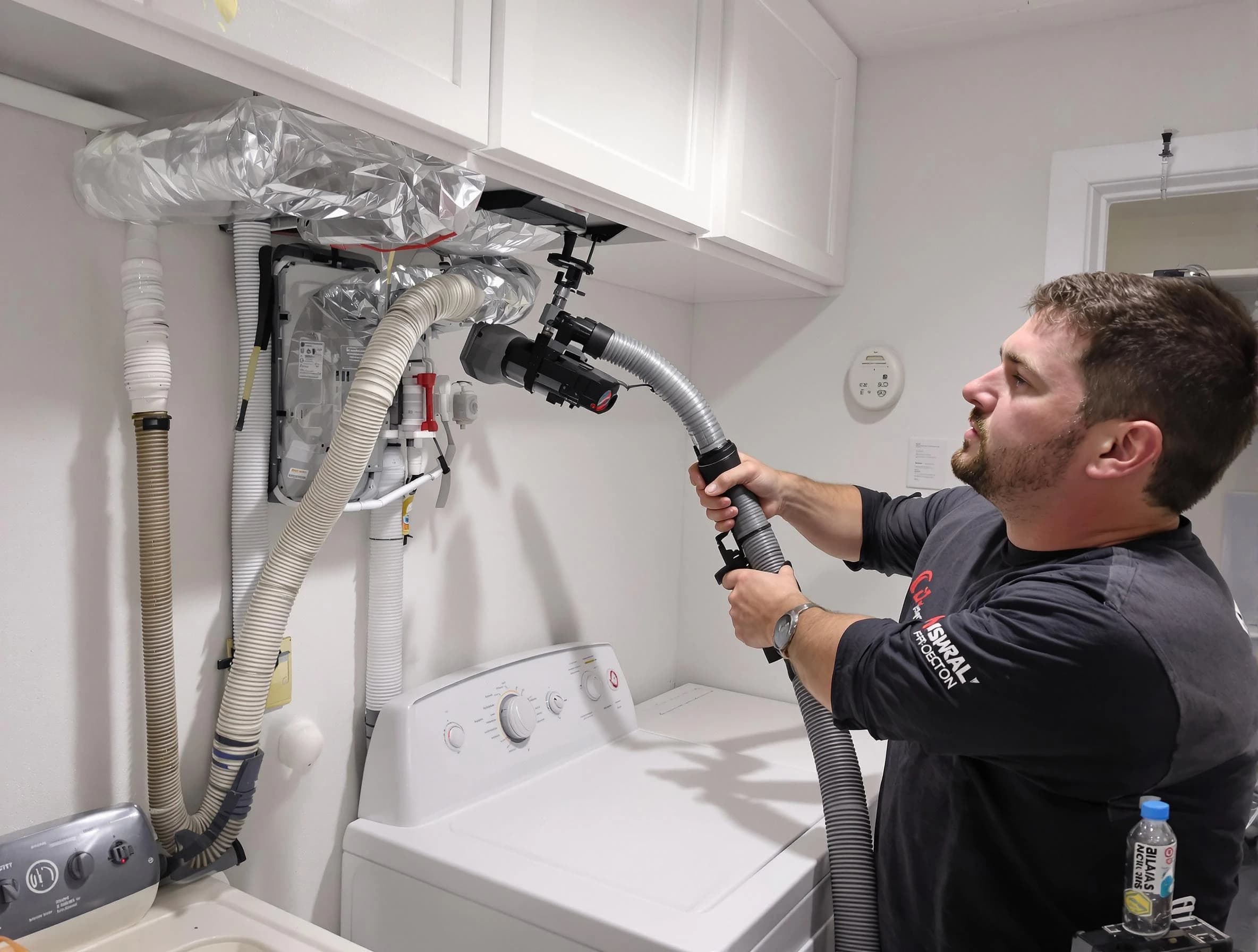 Marshfield Dryer Vent Cleaning certified technician performing safety-focused gas dryer vent cleaning in Marshfield