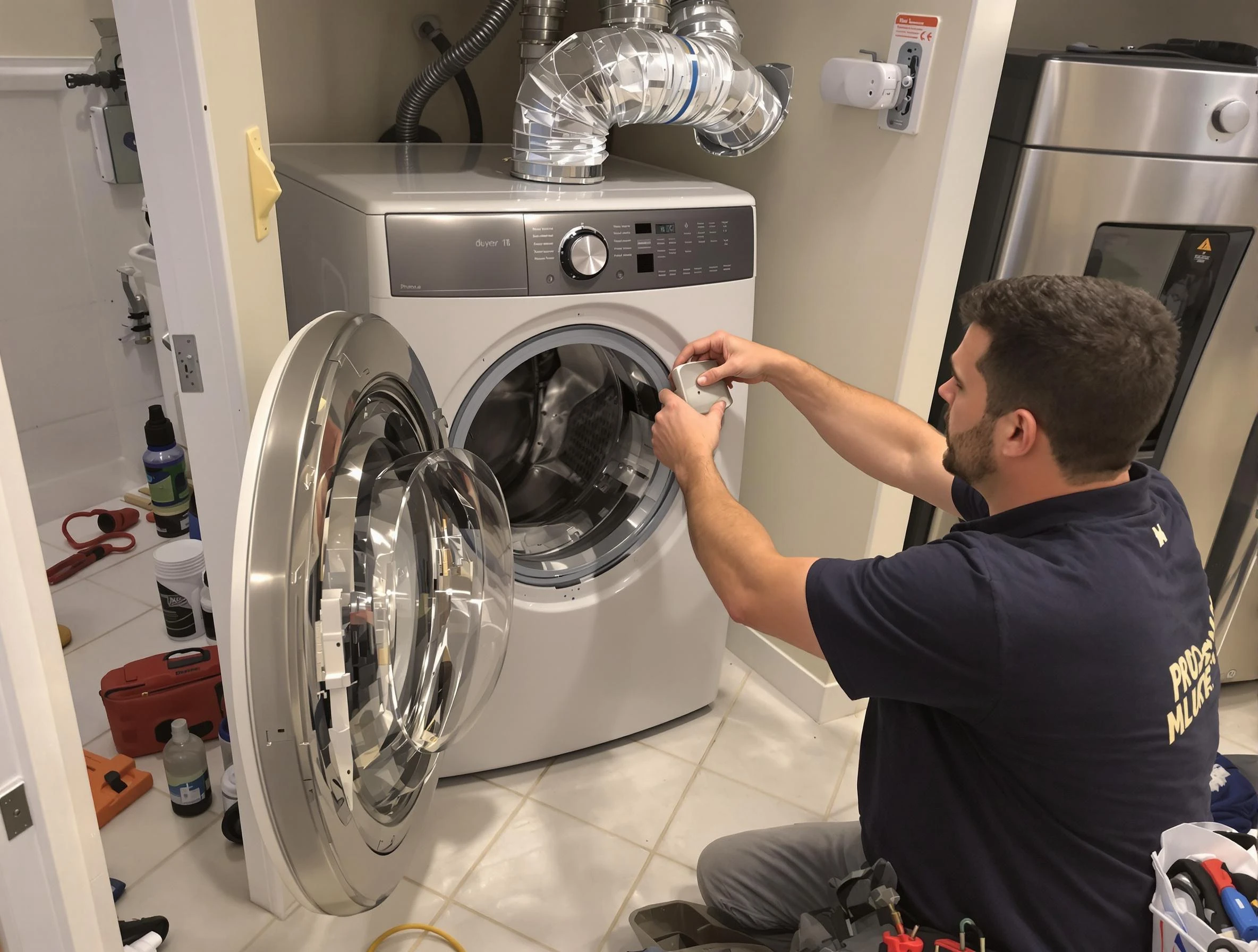 Marshfield Dryer Vent Cleaning technician performing precise dryer vent hose installation in Marshfield