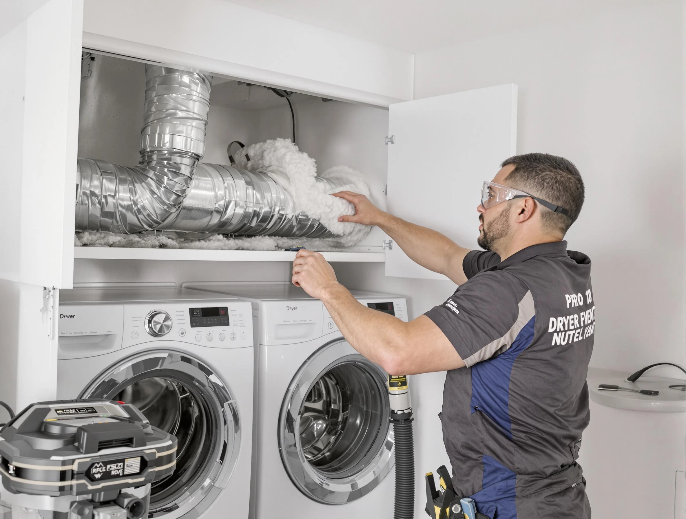 Marshfield Dryer Vent Cleaning certified technician performing specialized gas dryer vent cleaning in Marshfield